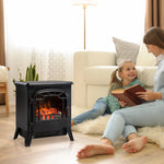 Cheminée électrique radiateur Imitation Flamme avec luminosité et réglable 925 W / 1850 W Porte métal Verre trempé Noir-9