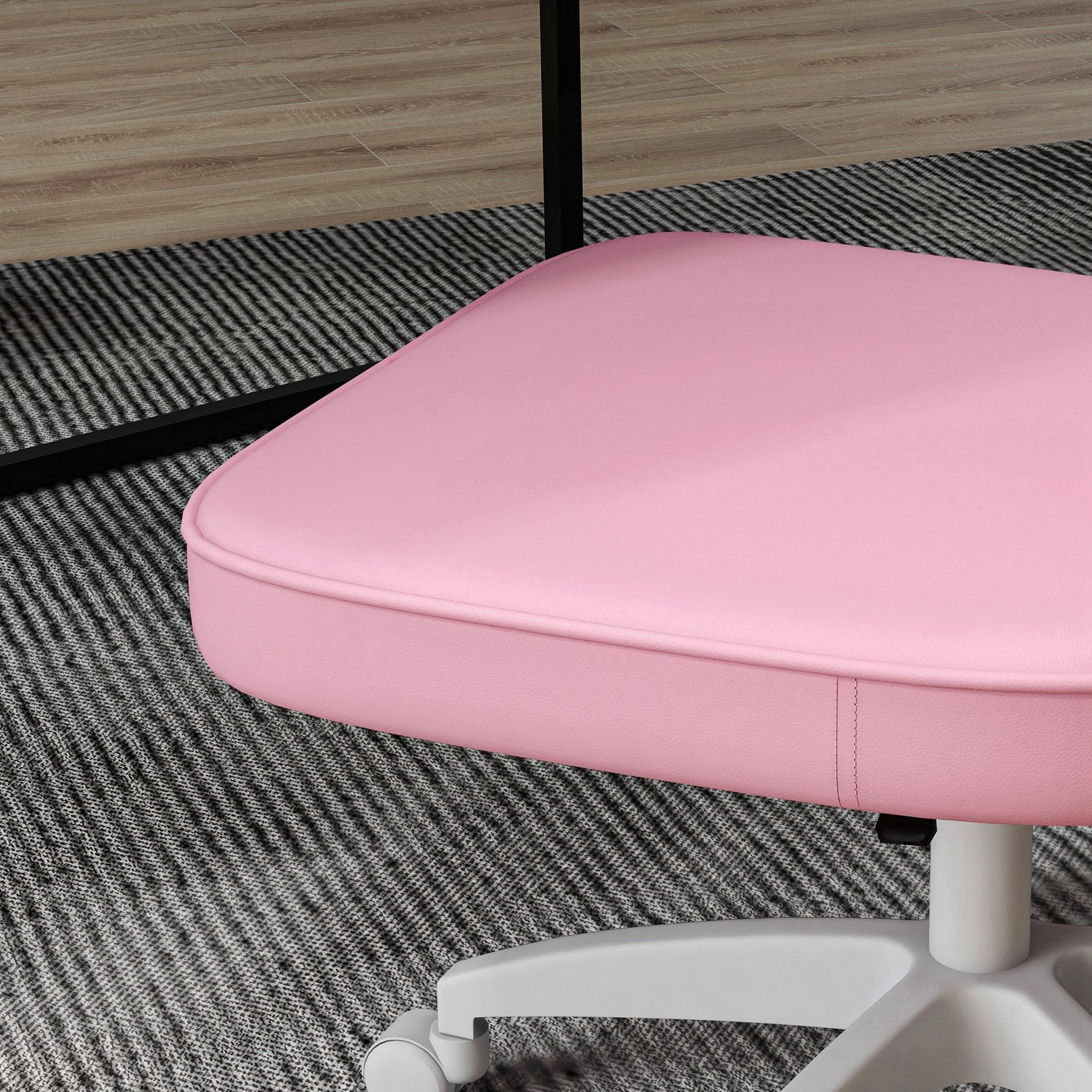 Chaise de bureau sans accoudoirs, fauteuil de bureau, hauteur réglable, pivotant 360°, 46 x 59 x 82-92 cm, rose