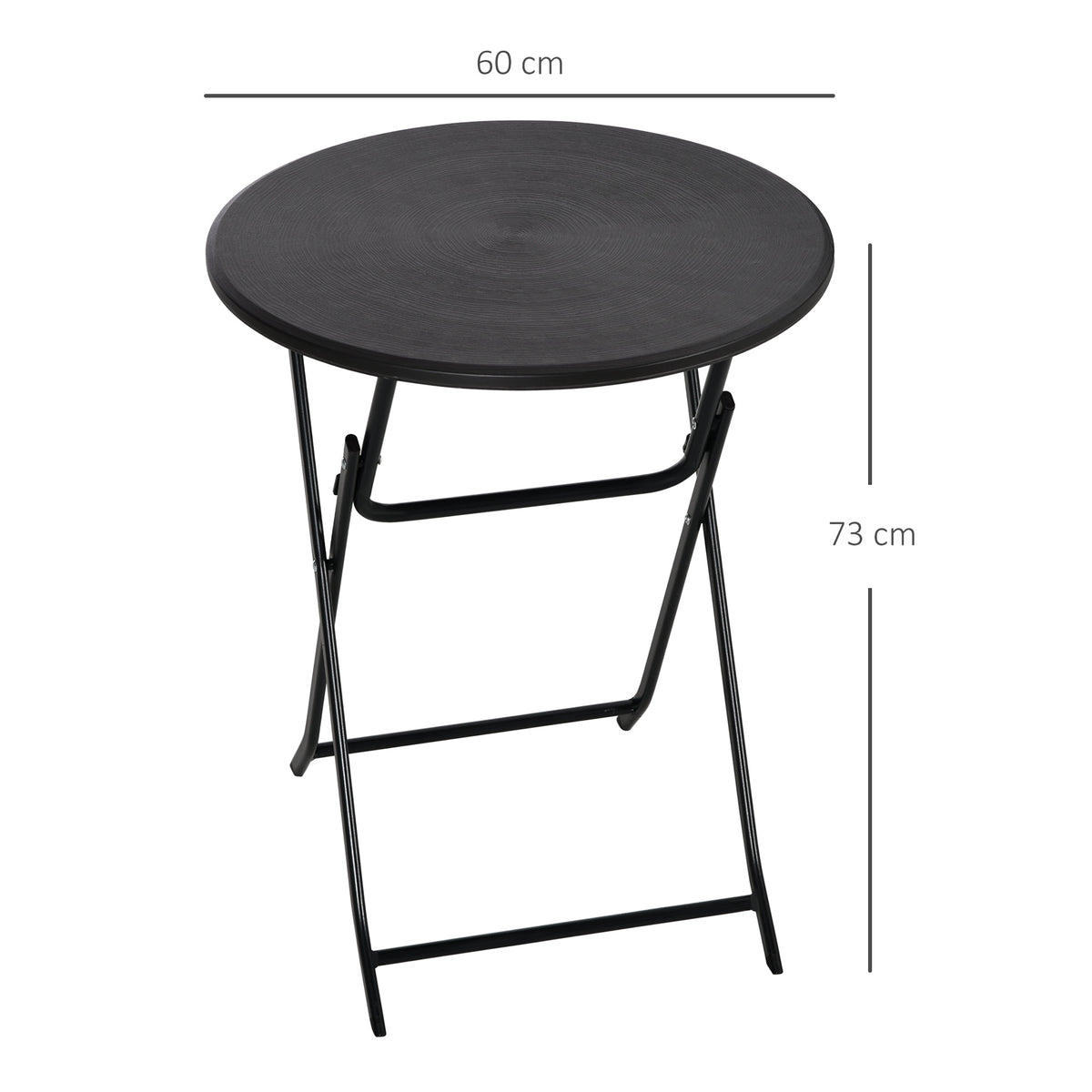 Table basse extérieure pour 2 personnes, table de jardin ronde avec structure en acier, Ø 60 x 73H cm, gris foncé