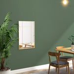 Specchio da parete stile finestra rettangolare, orizzontale o verticale con 4 ganci, in metallo dorato - 90x60 cm