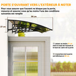 Toldo para puerta marquesina de policarbonato, toldo para puerta de entrada con borde de aluminio contra la lluvia y rayos UV