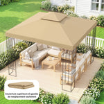 Toit de Remplacement pour pavillon de Jardin Toile de Rechange pour pavillon tonnelle Tente 3 x 3 m Beige