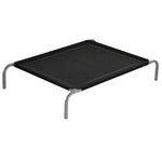 Lit pour chien chat XL grand confort sur pieds lit de camp 110 x 75 x 20 cm textilène micro-perforé noir