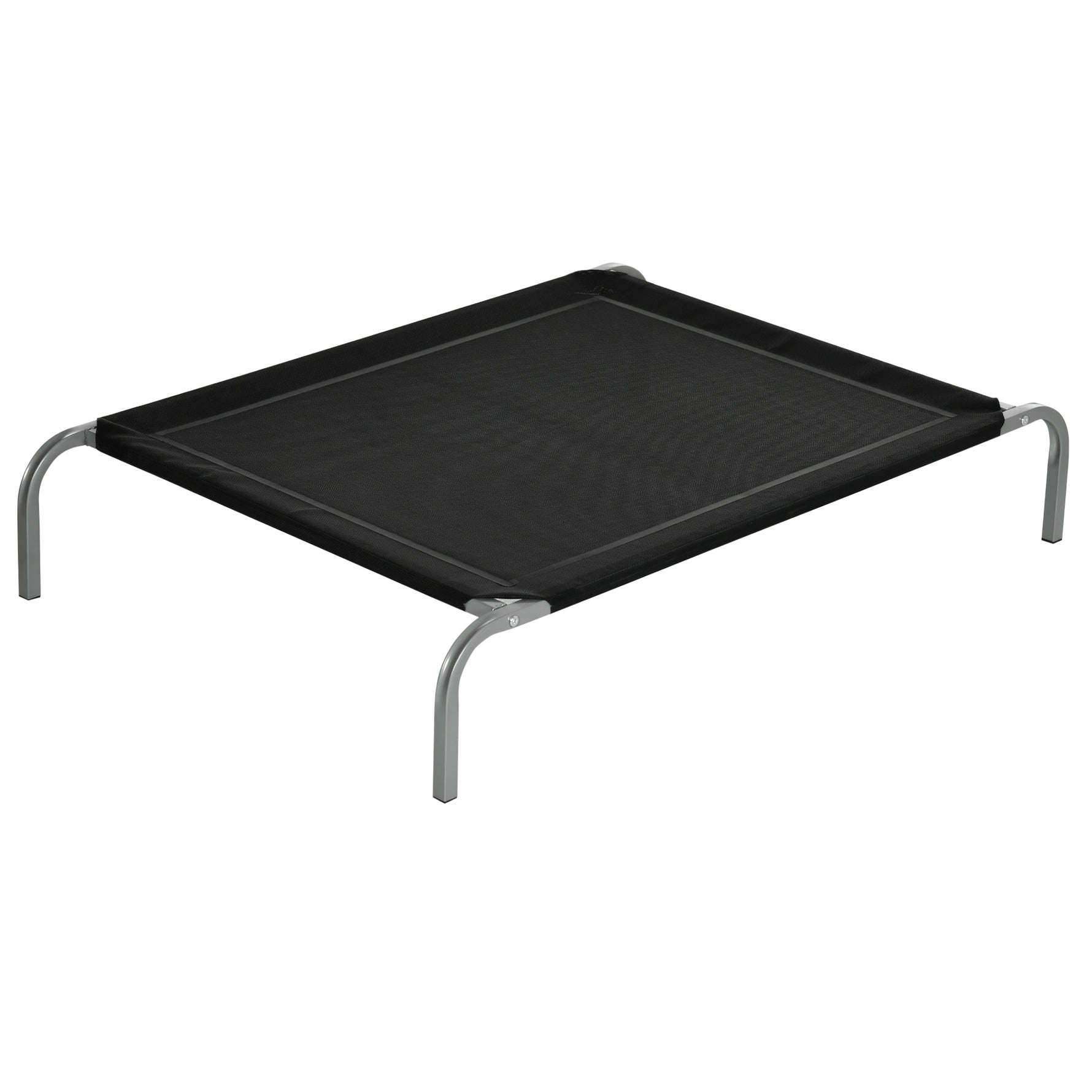 Lit pour chien chat XL grand confort sur pieds lit de camp 110 x 75 x 20 cm textilène micro-perforé noir