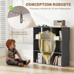 Bibliothèque, étagère de rangement à 3 niveaux avec 9 compartiments, pour salon, bureau, chambre, 91x29,5x91cm, gris