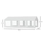 Gazebo Tendone per Ricevimenti da Giardino in PE Impermeabile con Tubi in Acciaio 7,98L x 3,92P x 2,8A m Bianco Nuovo 14
