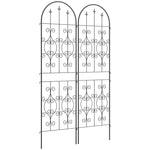 Lot de 2 Supports pour Plantes Grimpantes, Treillis de Jardin, pour Légumes, Vignes, Fleurs, en Métal, 50 x 180 cm, Noir
