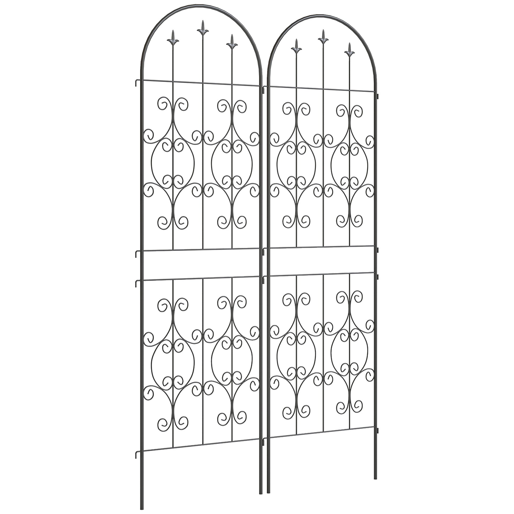 Lot de 2 Supports pour Plantes Grimpantes, Treillis de Jardin, pour Légumes, Vignes, Fleurs, en Métal, 50 x 180 cm, Noir