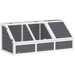 Maison enclos cage pour petit animal tortue en bois avec couvercle ouvrable, loquets, 2 espaces distincts, gris