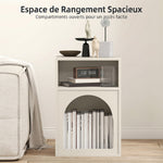 Lot de 2 tables de chevet, table de nuit avec compartiments ouverts, design arqué, 40 x 30 x 60 cm, crème