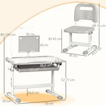 Ensemble chaise et bureau pour enfants avec lampe LED hauteur réglable plateau incliné support de lecture gris