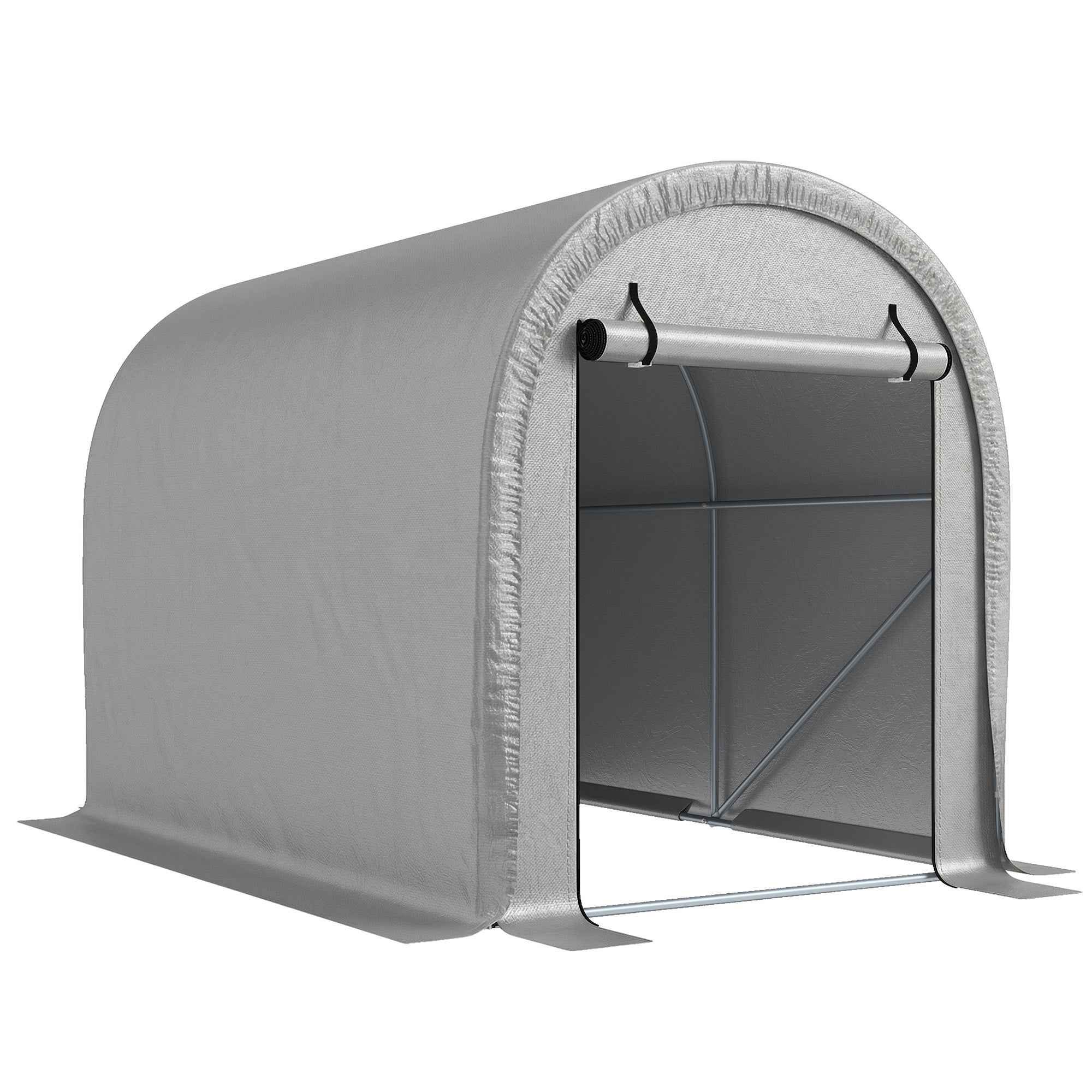Abri de Jardin Tente de Stockage Acier Galvanisé & 160g/m² PE Anti-UV pour Moto et Tondeuse 159x240x185cm Gris Clair
