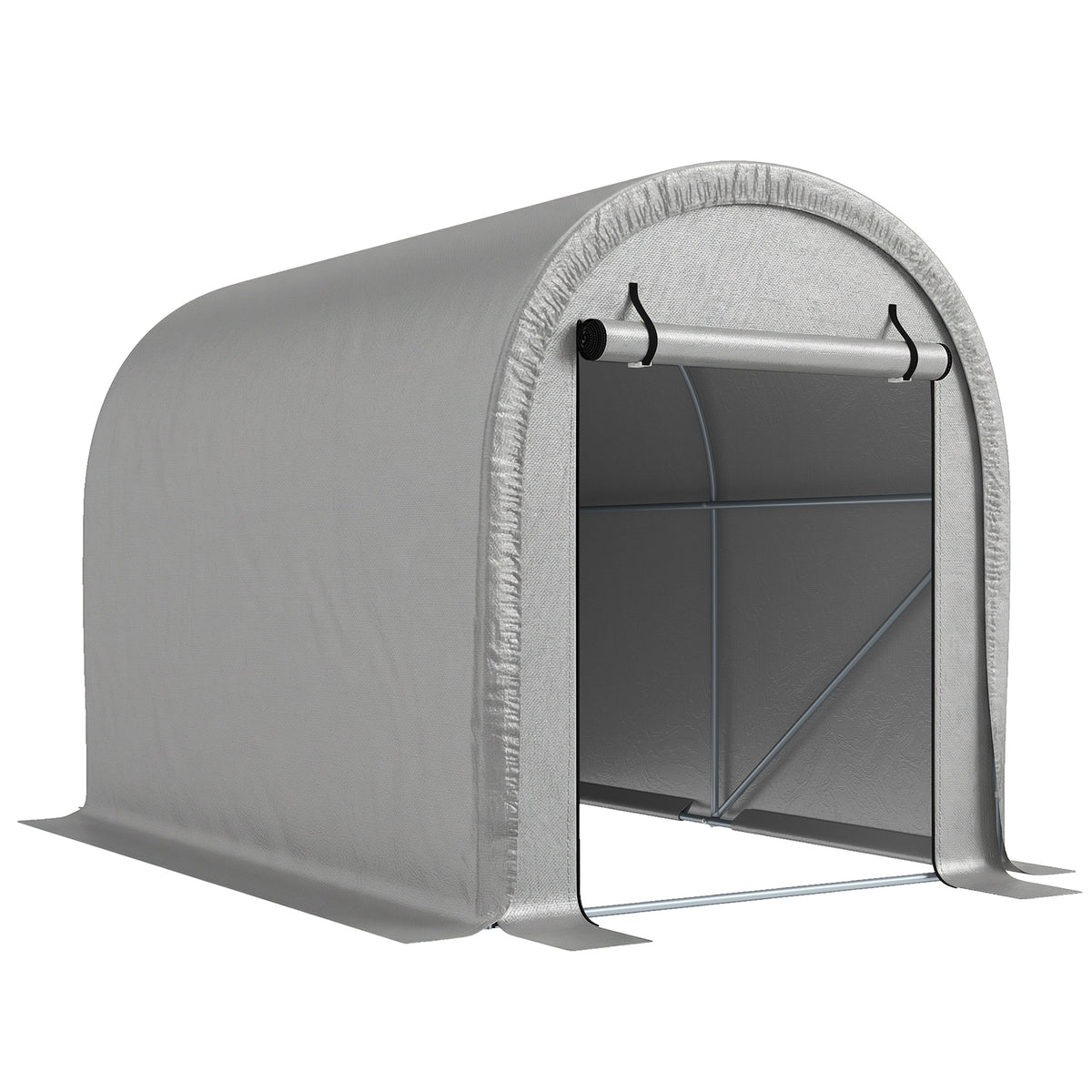 Abri de Jardin Tente de Stockage Acier Galvanisé & 160g/m² PE Anti-UV pour Moto et Tondeuse 159x240x185cm Gris Clair