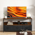Meuble TV, meuble télé pour téléviseur jusqu'à 55 pouces avec 3 tiroirs et pieds en acier 120 x 29 x 56 cm brun rustique