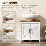 Meuble sous lavabo, meuble de salle de bain moderne avec 2 portes de grange et étagère réglable, blanc