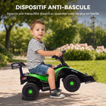 Porteur enfants voiture F1, véhicule à pousser avec volant musical, roues silencieuses et coffre, 18-36 mois, vert