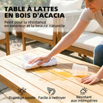 Salon de Jardin Ensemble de Mobilier 4 Pièces en Bois d'Acacia Coussins Déhoussables et Corde Tressée Naturel