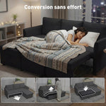 Canapé d'Angle Convertible, Canapé-Lit 3 Places 192 cm avec Méridienne Réversible, Rangement Caché, Gris Anthracite
