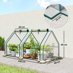 Mini Serre de Jardin Mini serre Tunnel Toit Pointu Acier Anti-UV Fenêtres, 180x 90x90cm, Transparent