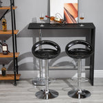 2er-Set Barhocker Barstühle höhenverstellbar mit Rückenlehne und Fußstütze 360° drehbar 46x41x76-96cm schwarz