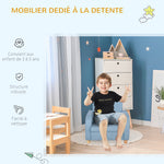 Fauteuil Enfant Design scandinave accoudoirs Assise Dossier garnissage Mousse piètement Bois Caoutchouc Lin Bleu