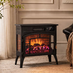 Chimenea eléctrica con efecto de llama 3D multicolor 1000W/2000W, termostato ajustable, control por aplicación y voz, negro