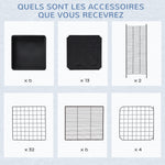 Cage parc enclos rongeurs modulable dim. L 111 x l 75 x H 119 cm 3 niveaux 4 portes fil métallique noir