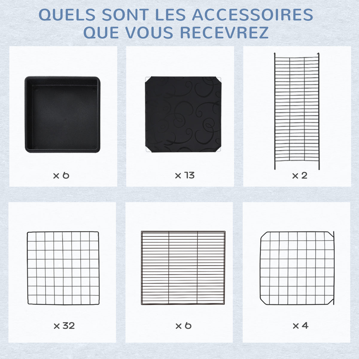 Cage parc enclos rongeurs modulable dim. L 111 x l 75 x H 119 cm 3 niveaux 4 portes fil métallique noir