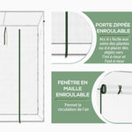 Serre de Jardin Anti-UV 2 fenêtres moustiquaires + Barres renforcement 200 x 76 x 168 cm Acier PE blanc
