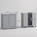 Meuble salle de bain sous lavabo - meuble sous-vasque - placard 2 portes avec étagère 60L x 30l x 60H cm - en bois Gris