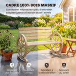 Banc de Jardin banc 3 places en bois Style Rustique Chic accoudoirs Roues Charette Bois Sapin effet bois naturel