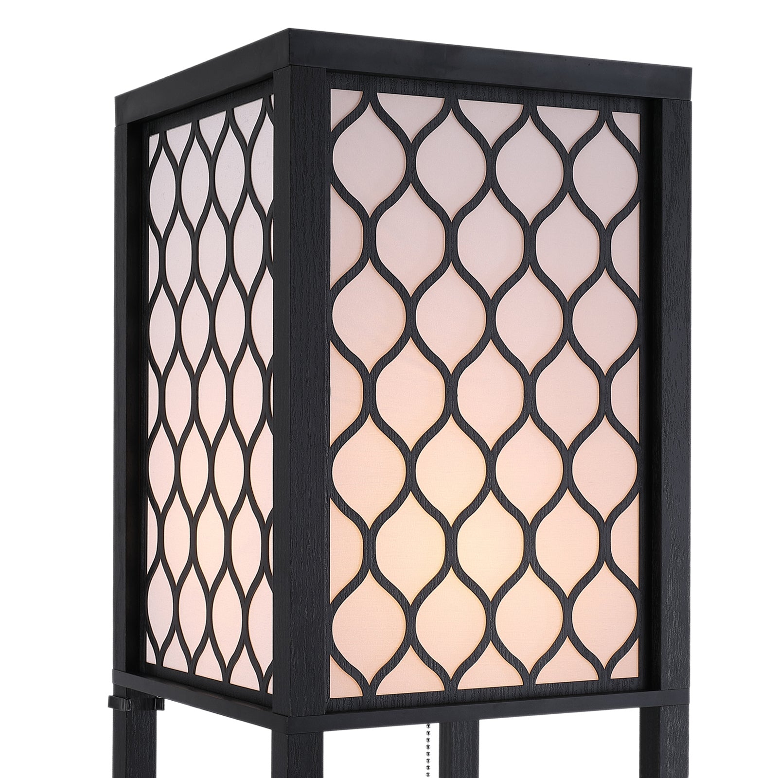 Lampadaire étagère Lampe étagère 26L x 26l x 160H cm 4 Niveaux MDF Noir Motif nid d'abeille