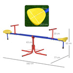 Balançoire à bascule pour enfant 3 à 8 ans trébuchet rotatif 360° pied 4 tiges poignée 184 x 76 x 71 cm, multicolore