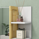 Miroir mural de salle de bain avec 3 étagères latérales 1 étagère inférieure en bambou 45 x 15 x 58,5 cm blanc