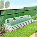Serre de jardin tunnel 5 fenêtres enroulables bâche PE 140 g/㎡ métal époxy 300 x 80 x 45 cm vert