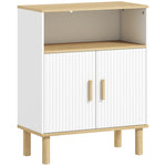 Mueble de baño, mueble de almacenaje con 2 puertas, compartimento abierto, estante ajustable, 60x29,5x76,5 cm, blanco