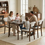 Ensemble table salle à manger avec 4 chaises table de cuisine avec chaises 4 personnes assise rembourrée noyer crème