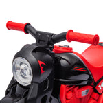 Elektro-Motorrad für Kinder 2-5 Jahre, 3 Räder, 6 V, 3 km/h, mit Seifenblasenfunktion, Licht- und Soundeffekten, rot