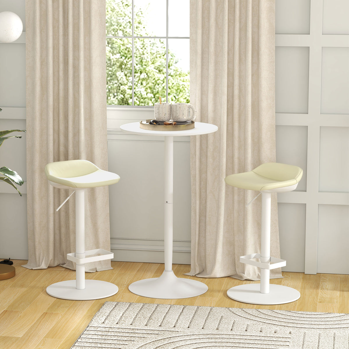 Table de bar ronde table de bistro mange-debout table de cuisine style contemporain plateau peint et cadre en acier