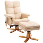 Massage-Relaxsessel mit Hocker, um 360° drehbarer Relaxsessel, neigbare Rückenlehne, 80 x 86 x 99 cm, Creme