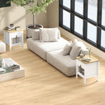 Lot de 2 tables de chevet avec tiroir et compartiment ouvert, 45 x 40 x 55 cm, blanc