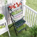 Jardinière surélevée avec étages jardinière verticale avec 5 bacs à fleurs trous de drainage cadre en acier gris