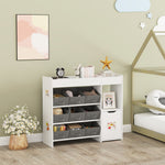 Meuble rangement enfant étagère de rangement pour jouets enfants avec 9 tiroirs en tissu et placard, blanc