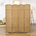 Paravent interieur en bois 4 panneaux 160 x 170 cm séparateur de pièce pliable pour salon, chambre à coucher, naturel