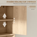 Meuble WC dessus de toilette meuble toilettes WC rangement avec placard à double porte étagères  66 x 25 x 168 cm, chêne