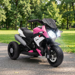 Moto électrique enfants 3 roues 6 V, voiture électrique enfants 3 à 5 ans, effets lumineux et sonores, 86x42x52cm, rose