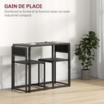 Ensemble table et chaises , table à manger 3 pièces avec 2 chaises encastrables, pour cuisine salon maison, noir