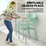 Lot de 2 Chaises de Jardin Salon de Jardin Empilable Résistant aux Intempéries avec Accoudoirs 56x58x78cm Vert