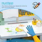 Bureau et chaise pour enfant lot de 2 avec support de lecture casier crochet et porte stylo 60 x 45x 90-102 cm gris