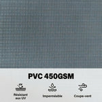 Brise-vue PVC Rouleau Occultant 140m Bande de Protection Visuelle 450g/m² 120 Clips de Fixation Imperméable Gris